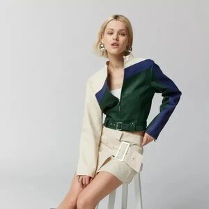 UO Jordan Faux Leather Racer Moto Jacket